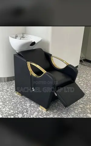 Black Golden Salon Hair Basin With Chair