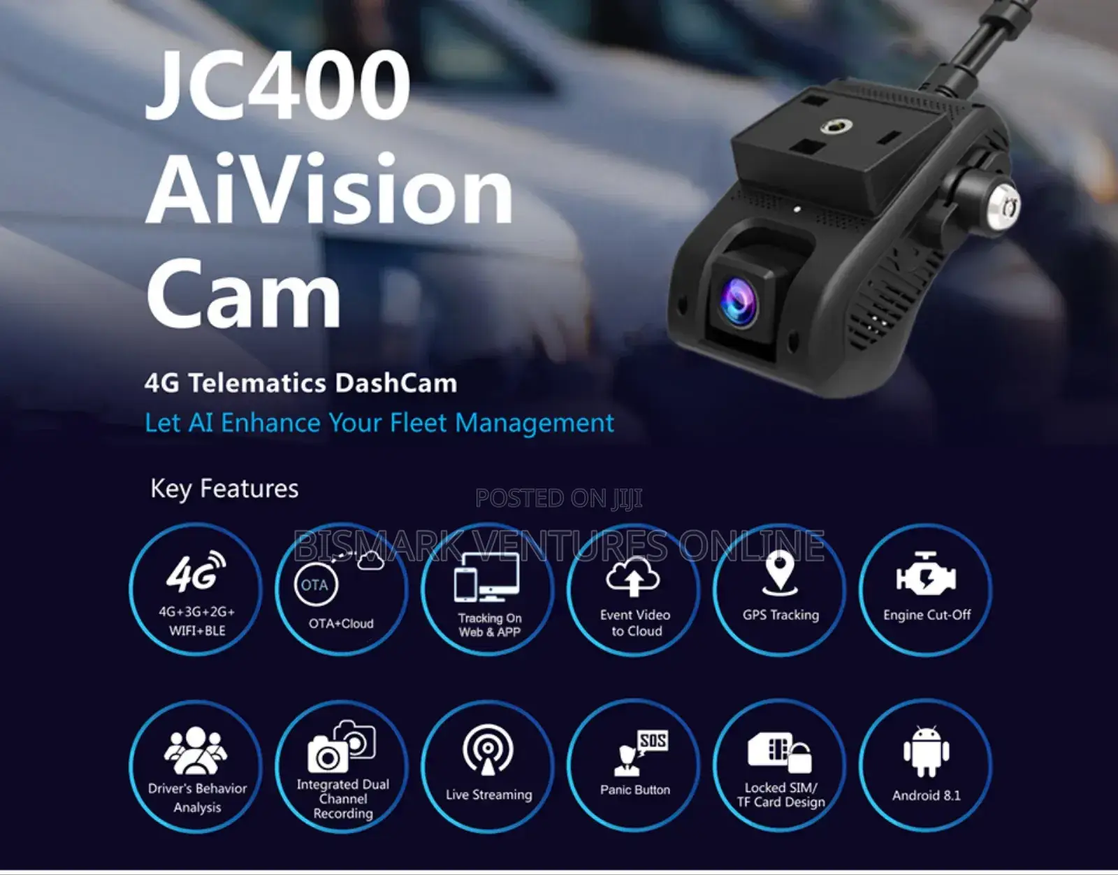 JIMI JC400P 4G Vehicle Camera Live Stream Video Tracking Cam