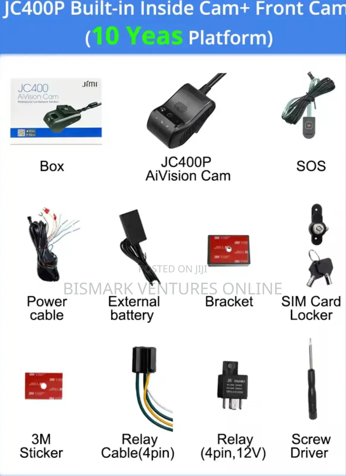 JIMI JC400P 4G Vehicle Camera Live Stream Video Tracking Cam