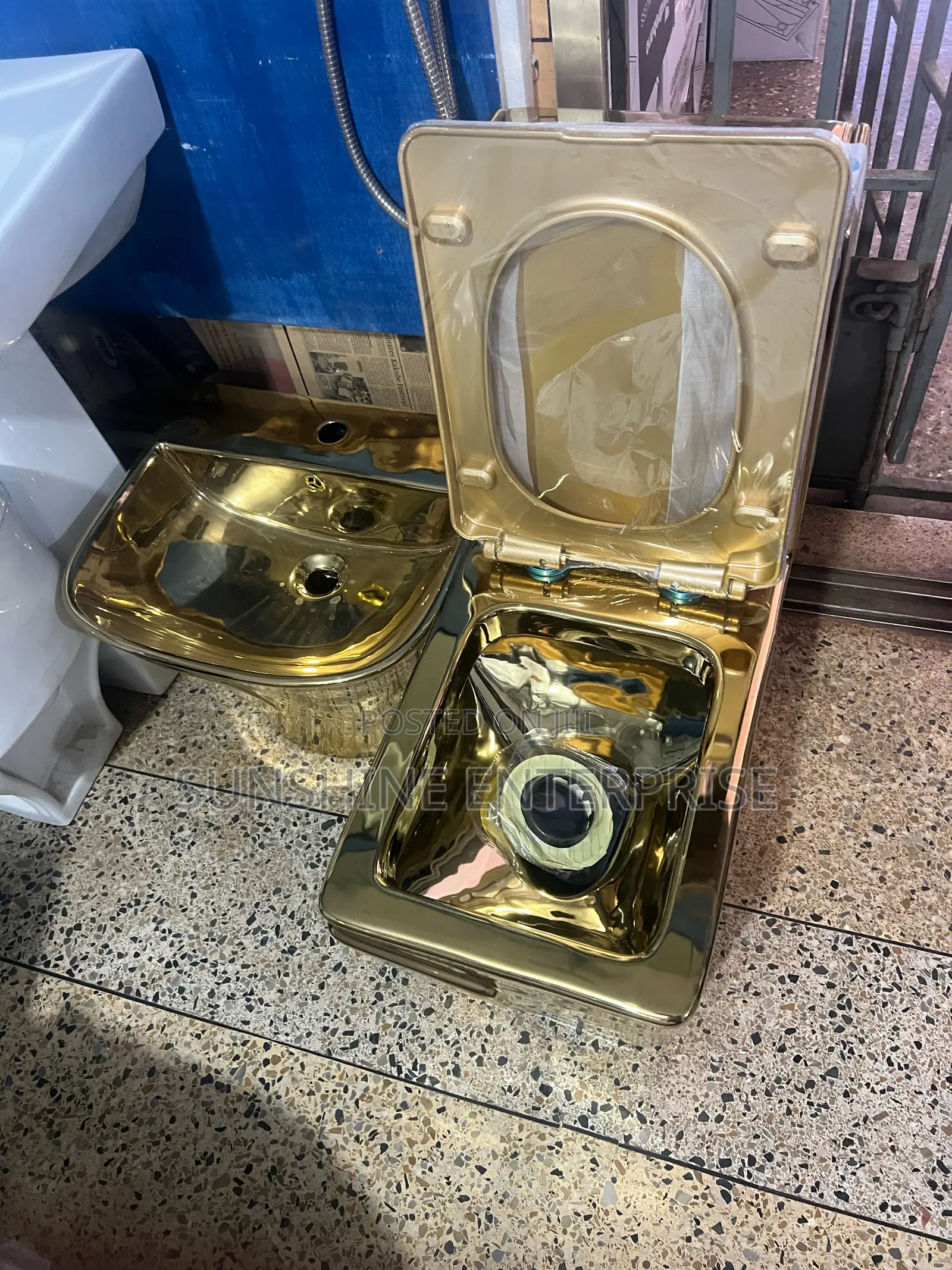 Gold Water Closet With Basin