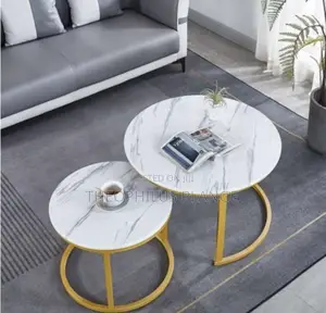 2 in 1 Mable Center Table Set ( White and Gold )