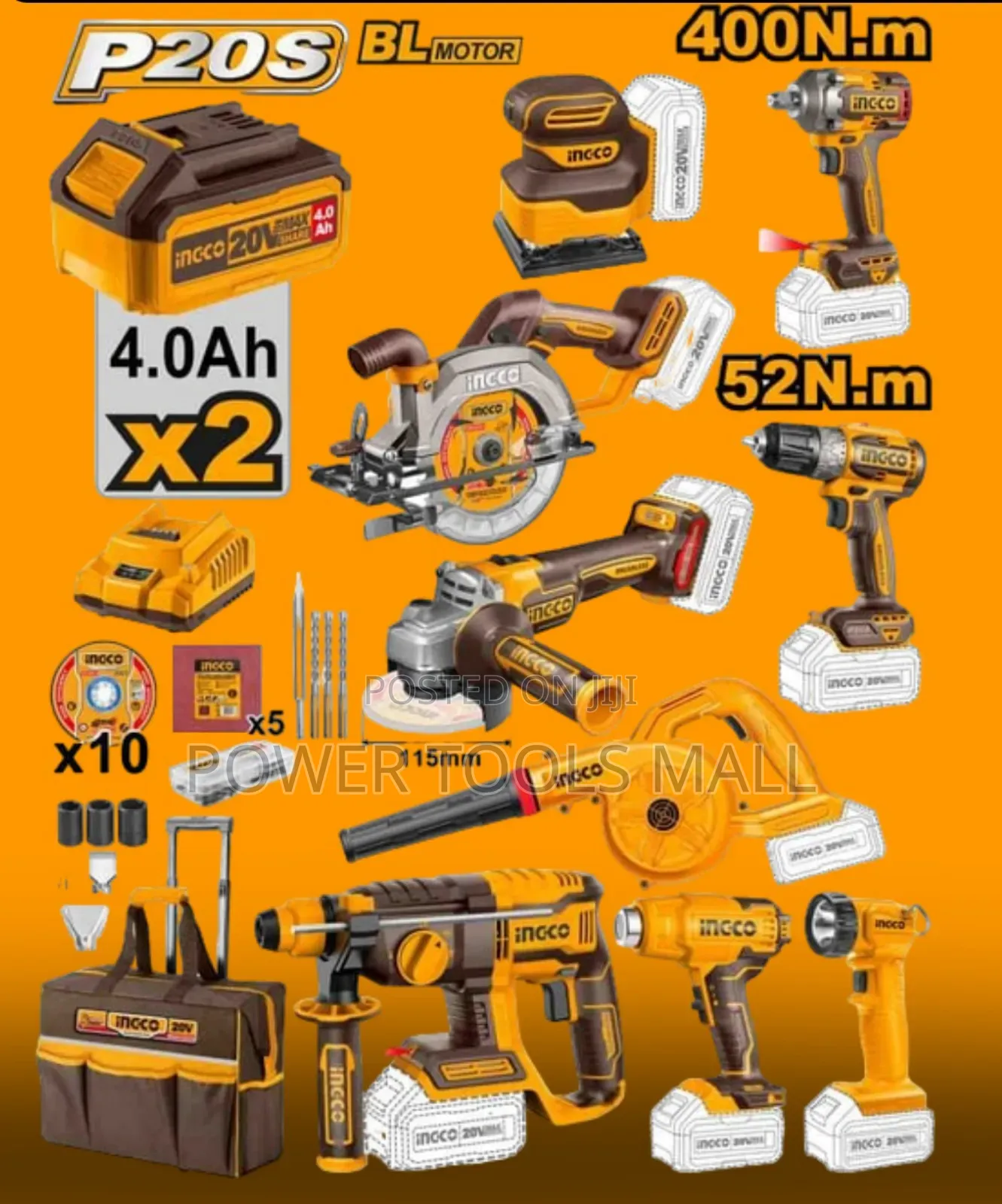 9pcs Cordless Industrial Combo Kit 20v CKLI2098