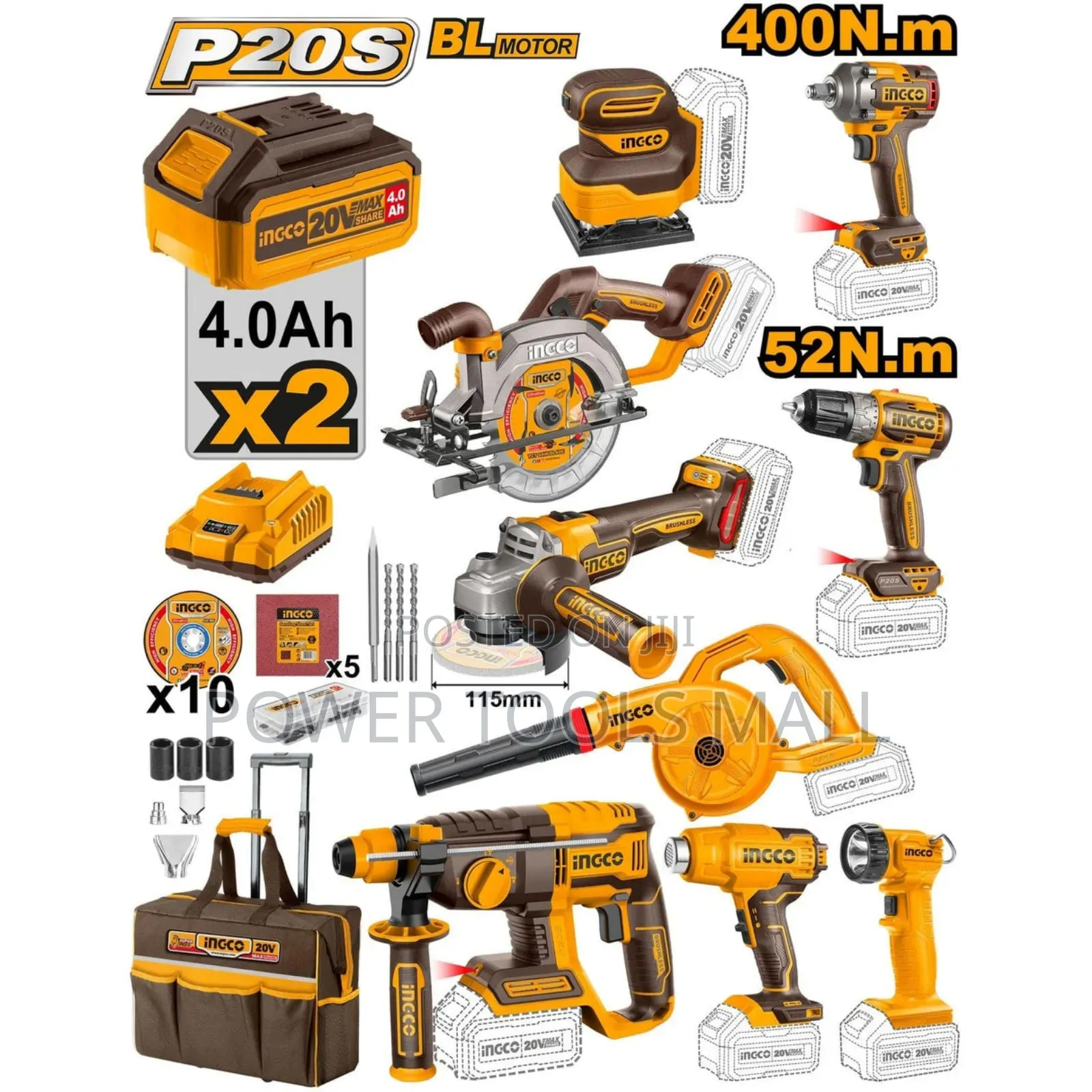 9pcs Cordless Industrial Combo Kit 20v CKLI2098