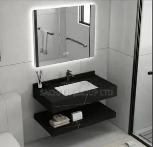 Wall Mount Double Desk Basin With Led Mirror