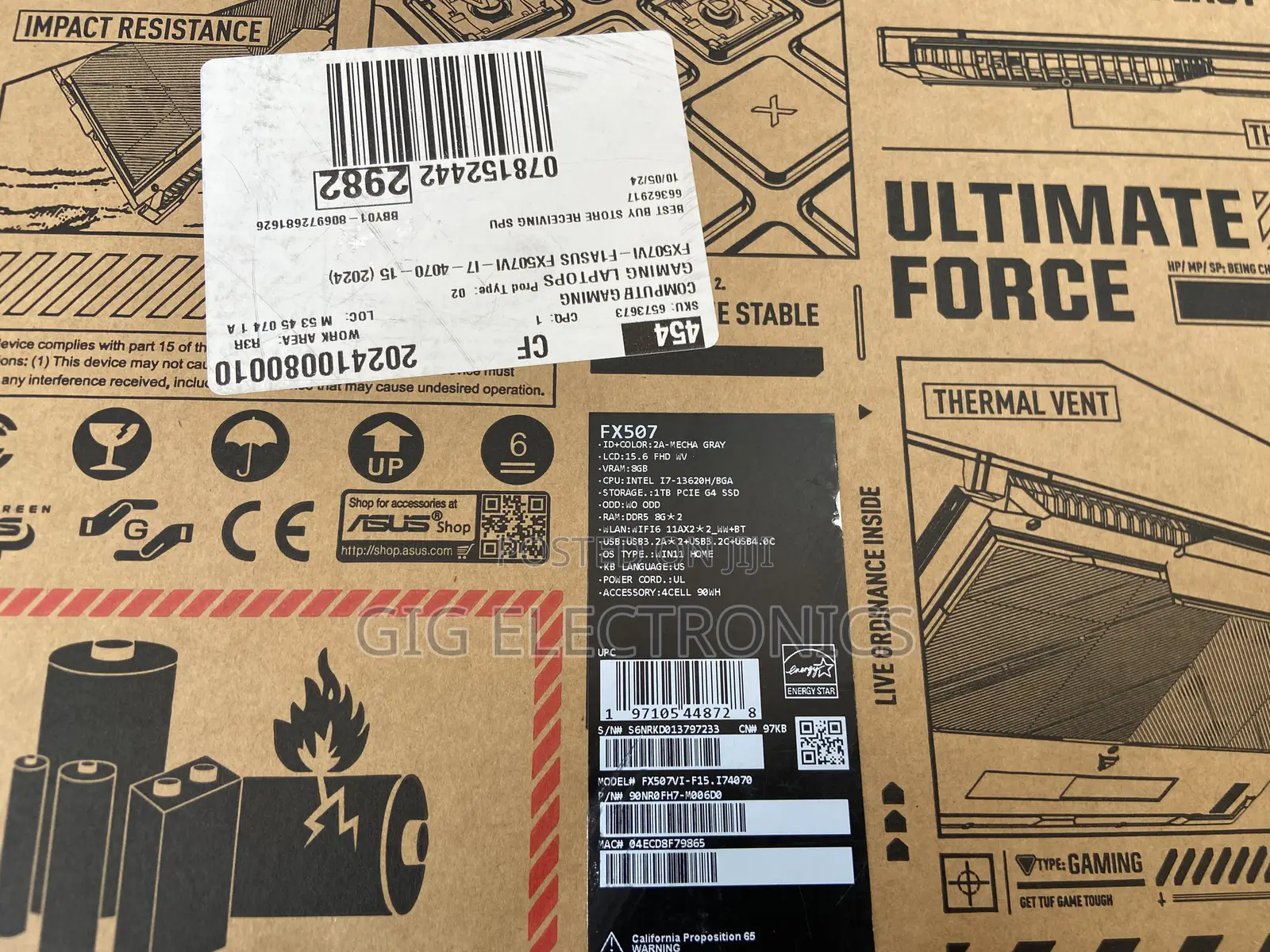 New Laptop Asus TUF Gaming FX504 16GB Intel Core I7 SSD 1T