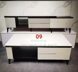 Tv Stand and Center Table Set Brown and Black Design