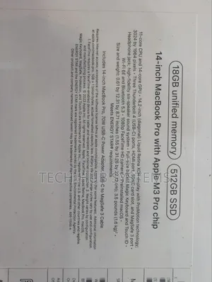 New Laptop Apple MacBook Pro 18GB Apple M3 Pro SSD 512GB