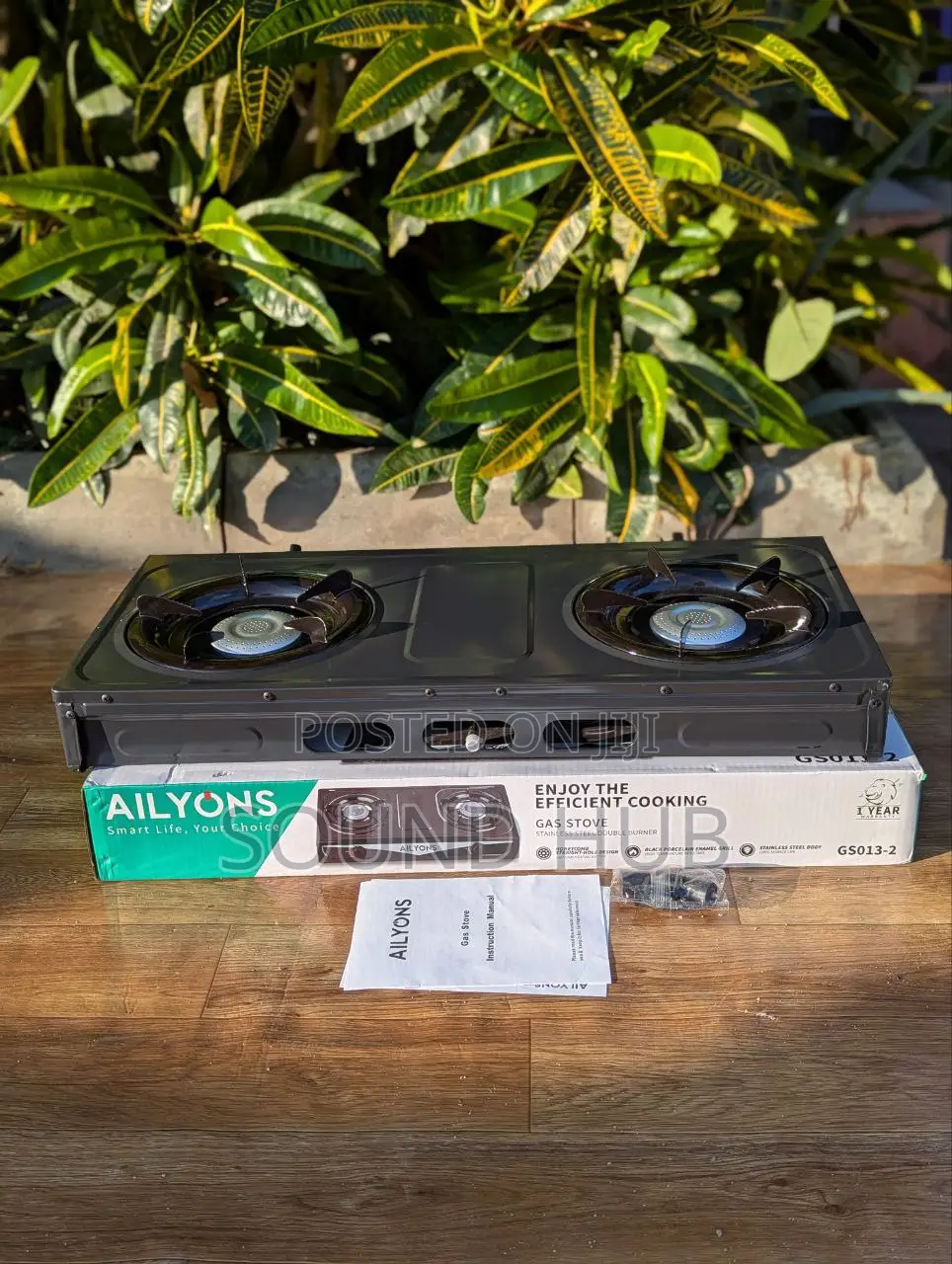 AILYONS Stainless Steel Doub Gas Burner - Black