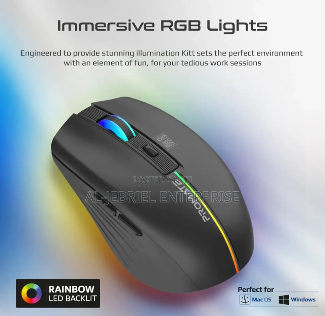 Wireless Promate KITT Rechargeable Mouse , 500mah(Black)