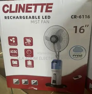 Clinette 16” Water Icemist Rechargeable Fan With Solar Panel