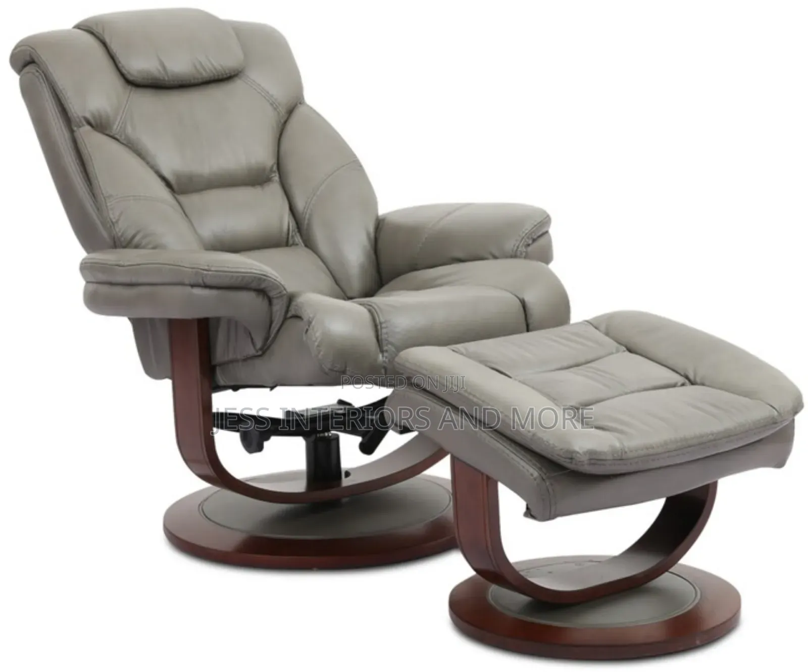 Leather Euro Chair Ottoman(Gray)