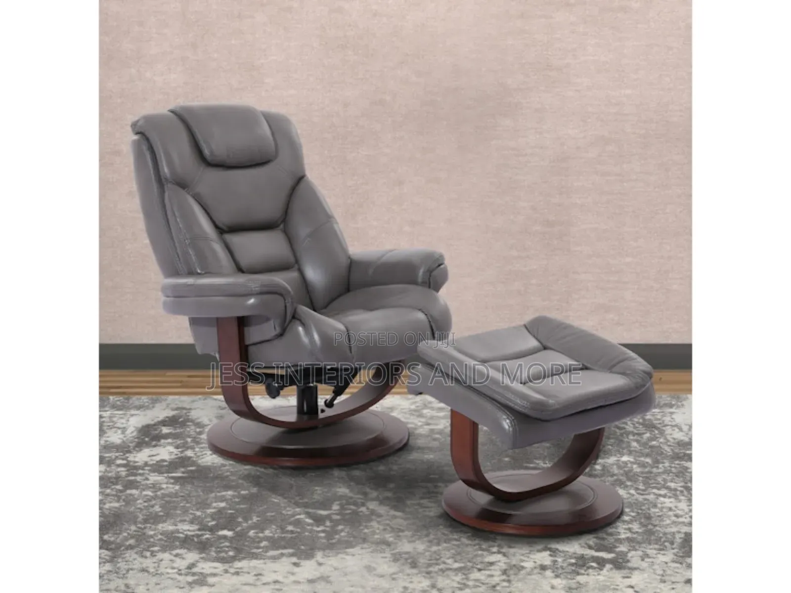 Leather Euro Chair Ottoman(Gray)
