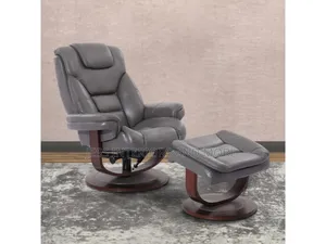 Leather Euro Chair Ottoman(Gray)