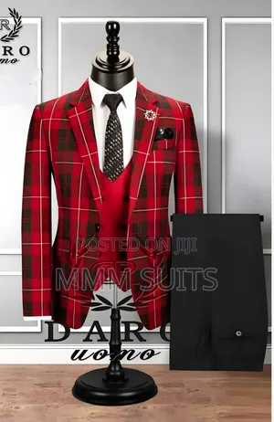 3-Piece Men Suit Checked Suit