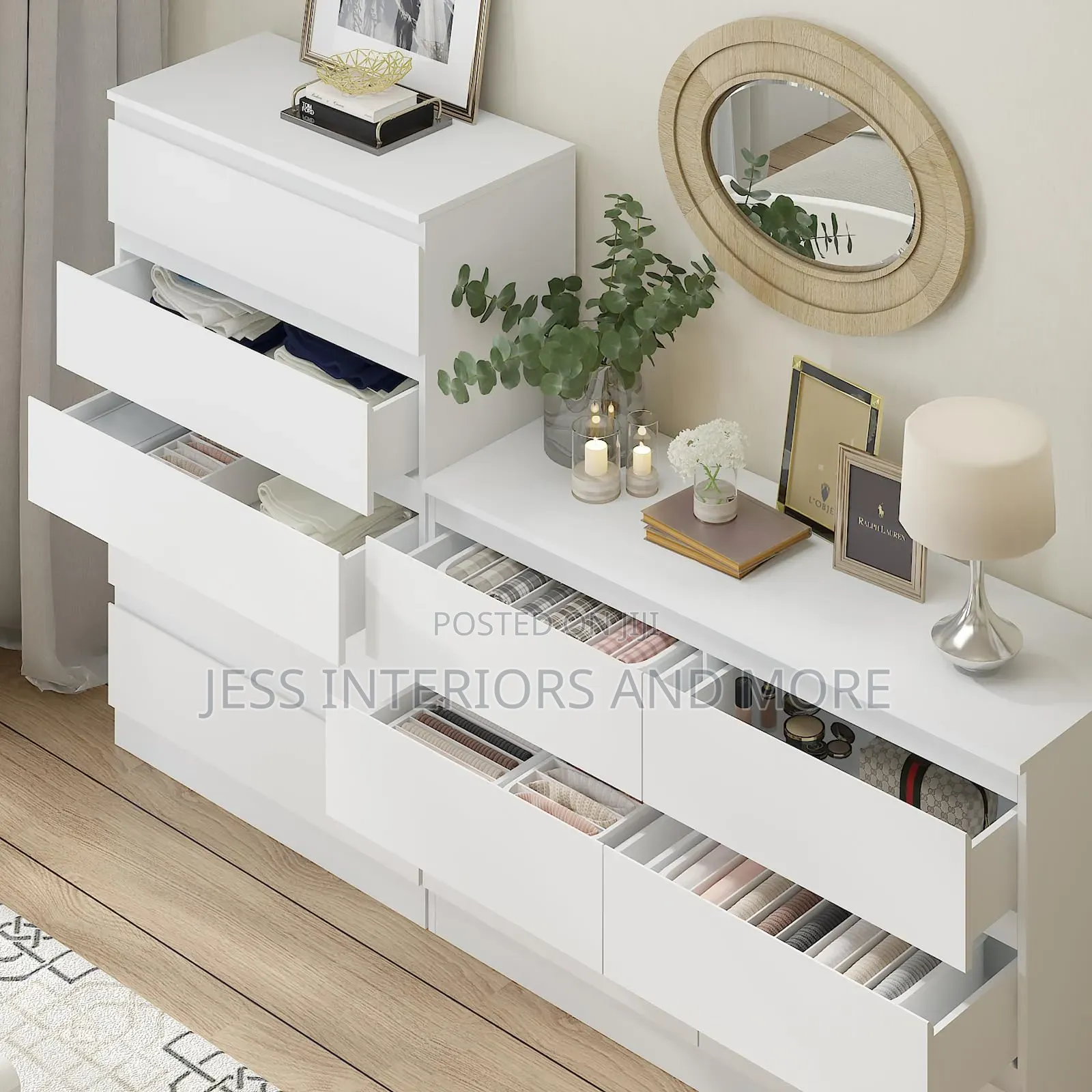 Bedroom Dresser (White) 11 Drawers