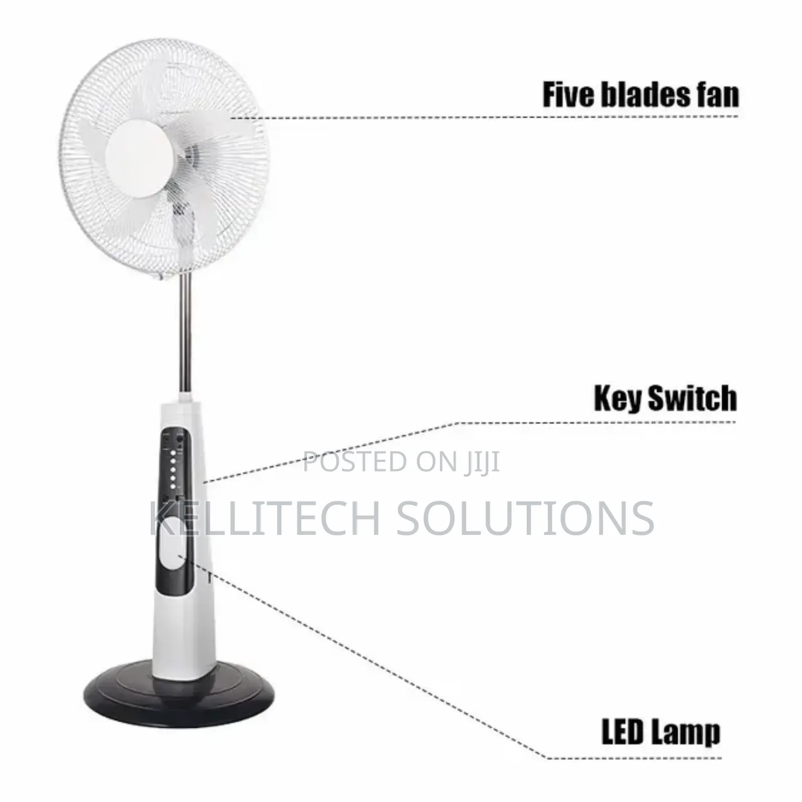 Solar Battery Standing Fan With 9-Speed, 32hours Work Time
