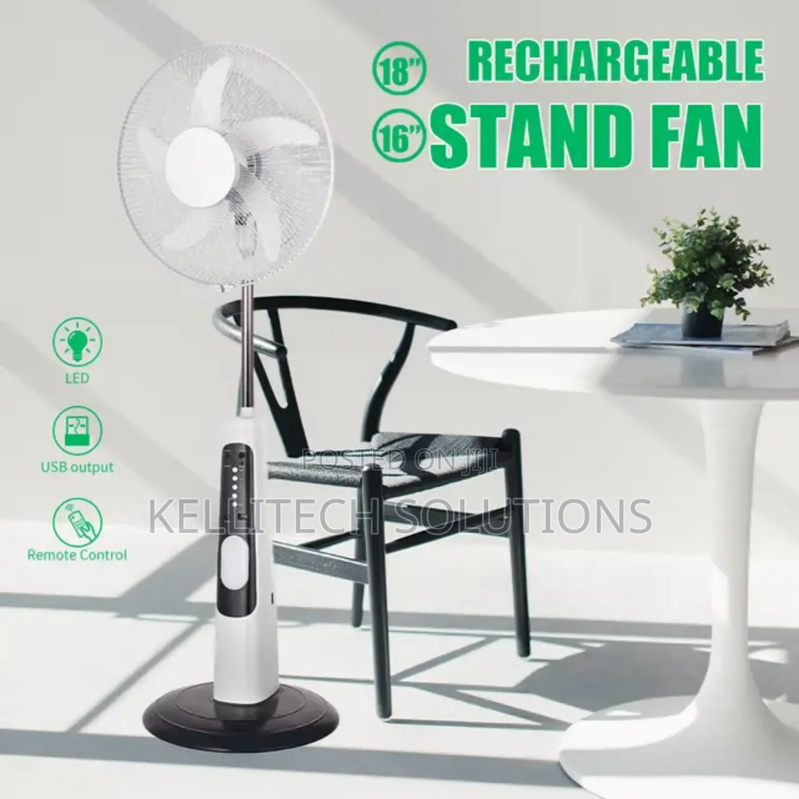 Solar Battery Standing Fan With 9-Speed, 32hours Work Time
