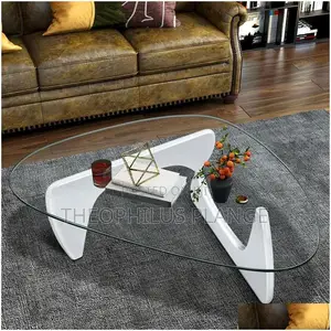 Glass Center Table With White Legs, Modern Living Room Table