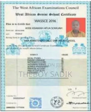 Genuine Wassce Certificate PDF Creation