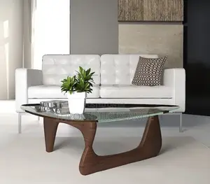 Glass And Coffee Wood Center Table, Living Room Glass Table.
