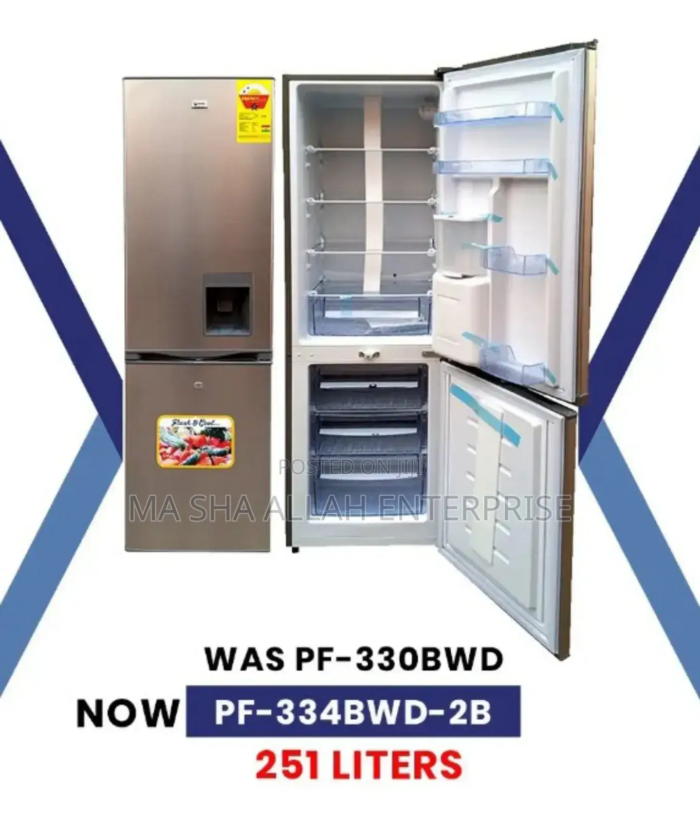 Pearl 251 Liters Double Door Dispenser Refrigerator
