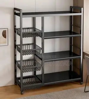 Kitchen Rack With Vegetable Shelves Rolling Wheels