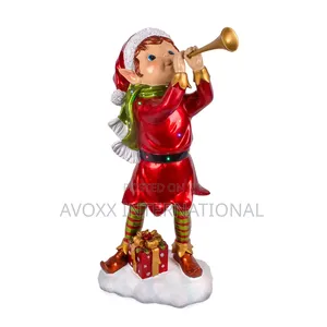 Pre-Lit Horn Blowing Pixie Elf W/Multicolor LED Lights 37"