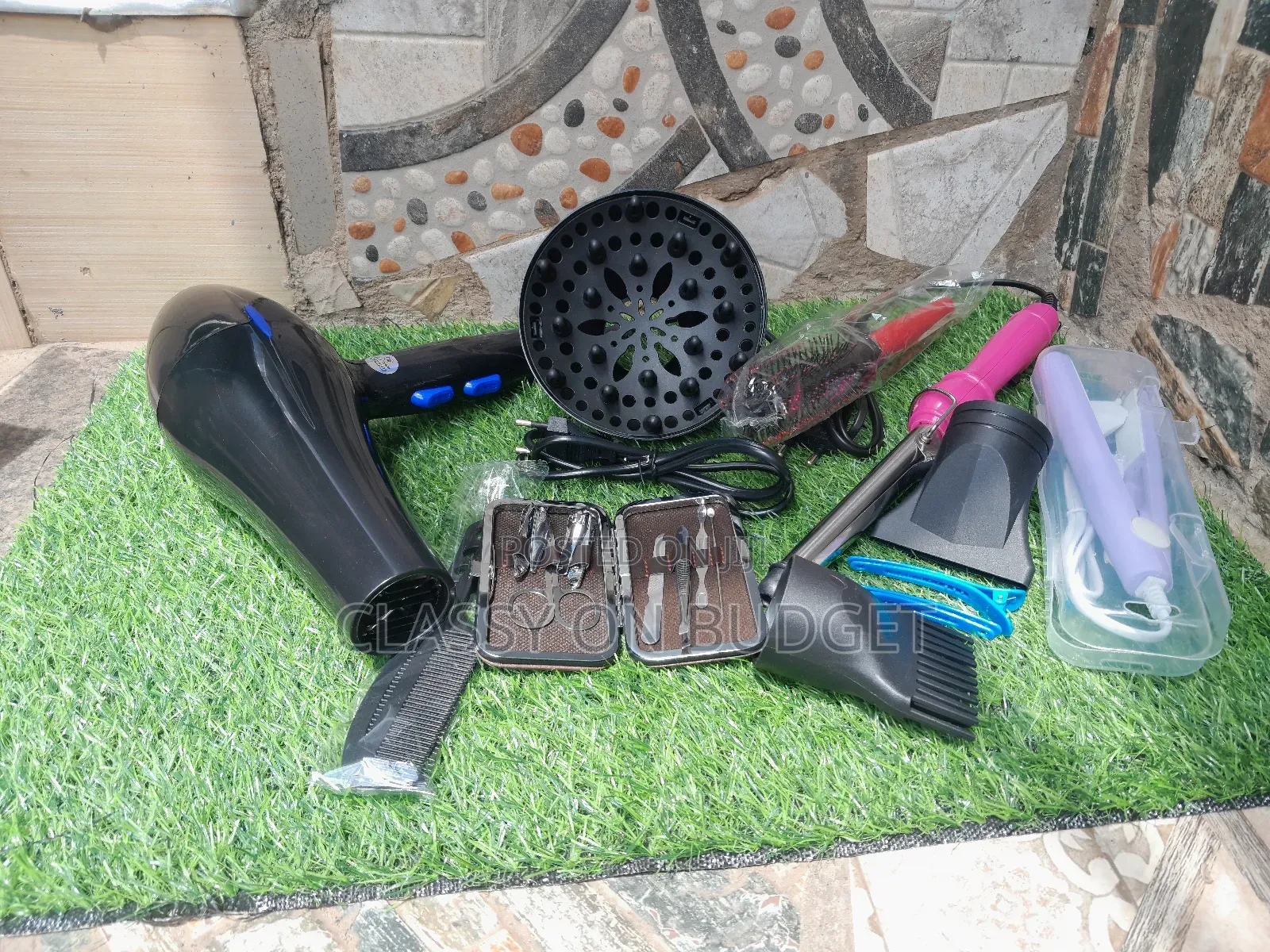Hair Dryer Set- Straightener, Curler, Nail Care Set, Comb,
