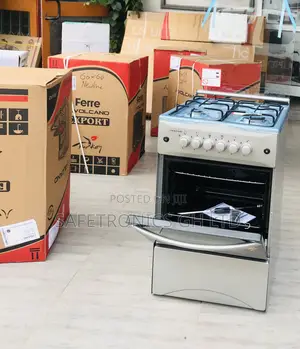 Glass Lid Volcano 4 Gas Cooker—- 50/50 Gray