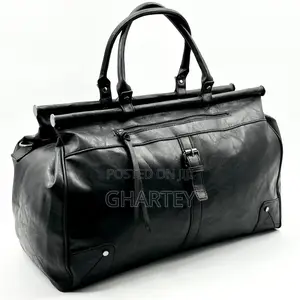 Leather Duffle Bag Black, Genuine Leather