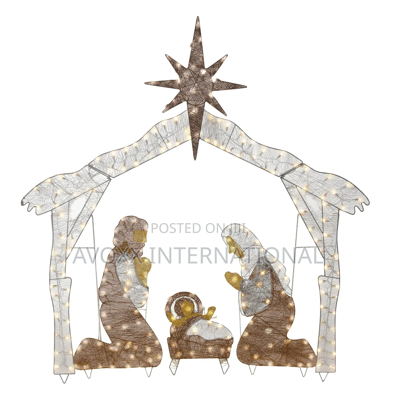 NTC Pre-Lit Nativity Scene, Cool White Lights, LED, 72"