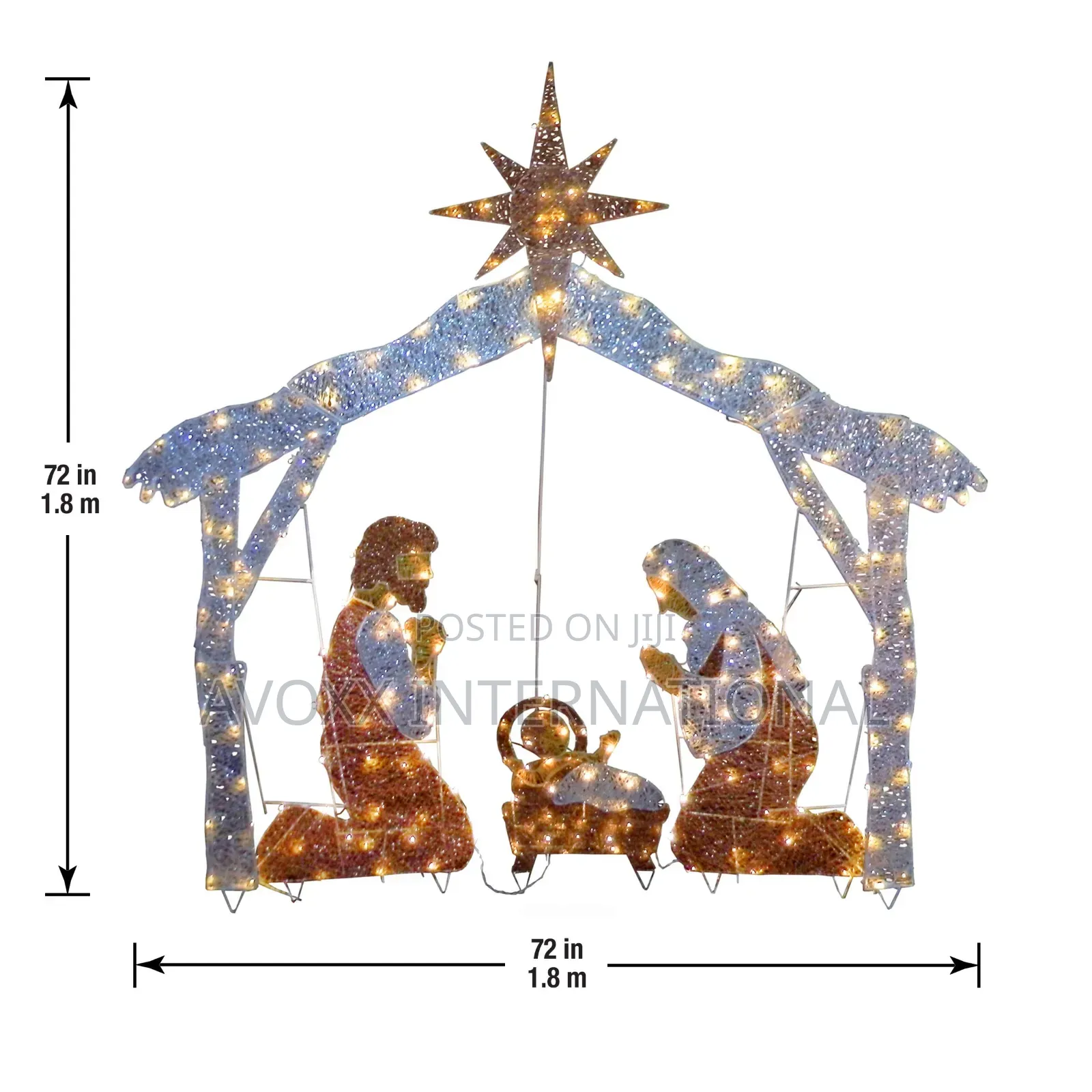 NTC Pre-Lit Nativity Scene, Cool White Lights, LED, 72"
