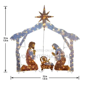 NTC Pre-Lit Nativity Scene, Cool White Lights, LED, 72"