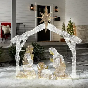NTC Pre-Lit Nativity Scene, Cool White Lights, LED, 72"