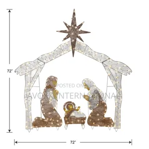 NTC Pre-Lit Nativity Scene, Cool White Lights, LED, 72"