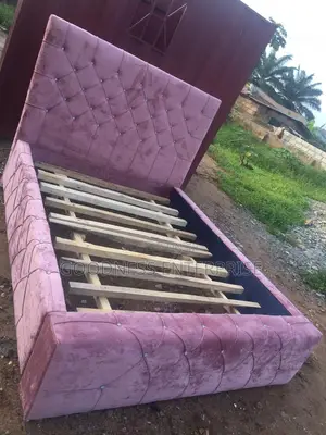 Pink Fabric Double Bed Frame