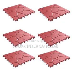Pure Garden Interlocking Look Patio Tiles, Brick Red, 6count