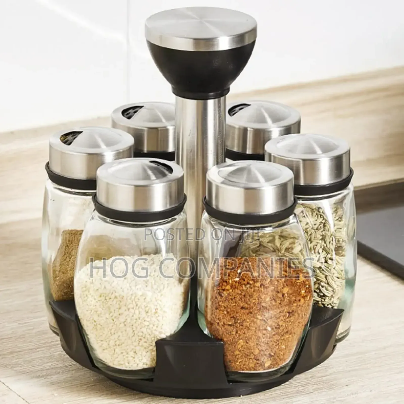 Multifunctional Rotating Spice Rack Glass Organizer