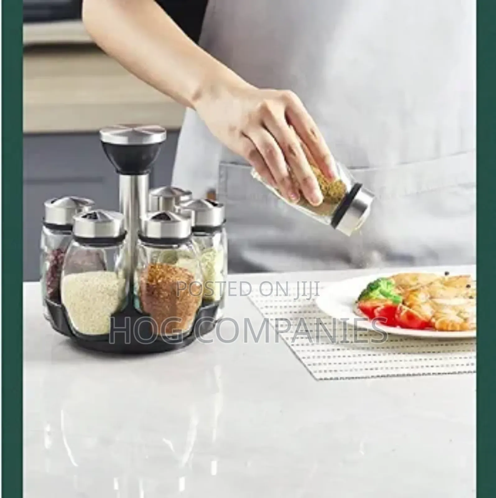 Multifunctional Rotating Spice Rack Glass Organizer