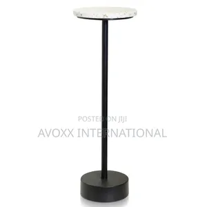 Ebony Pedestal Drinking Table W/White Gold Flaked Top