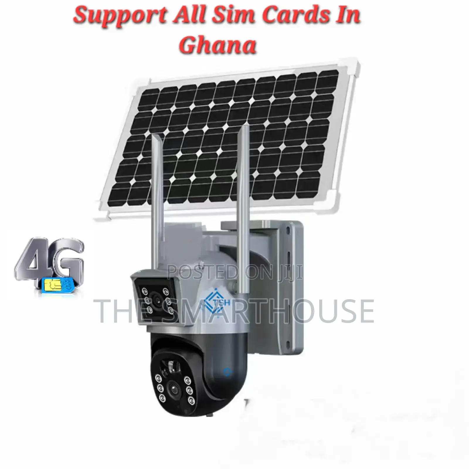 TSH 4g Solar Dual Lens CCTV (Support All Network in Ghana)