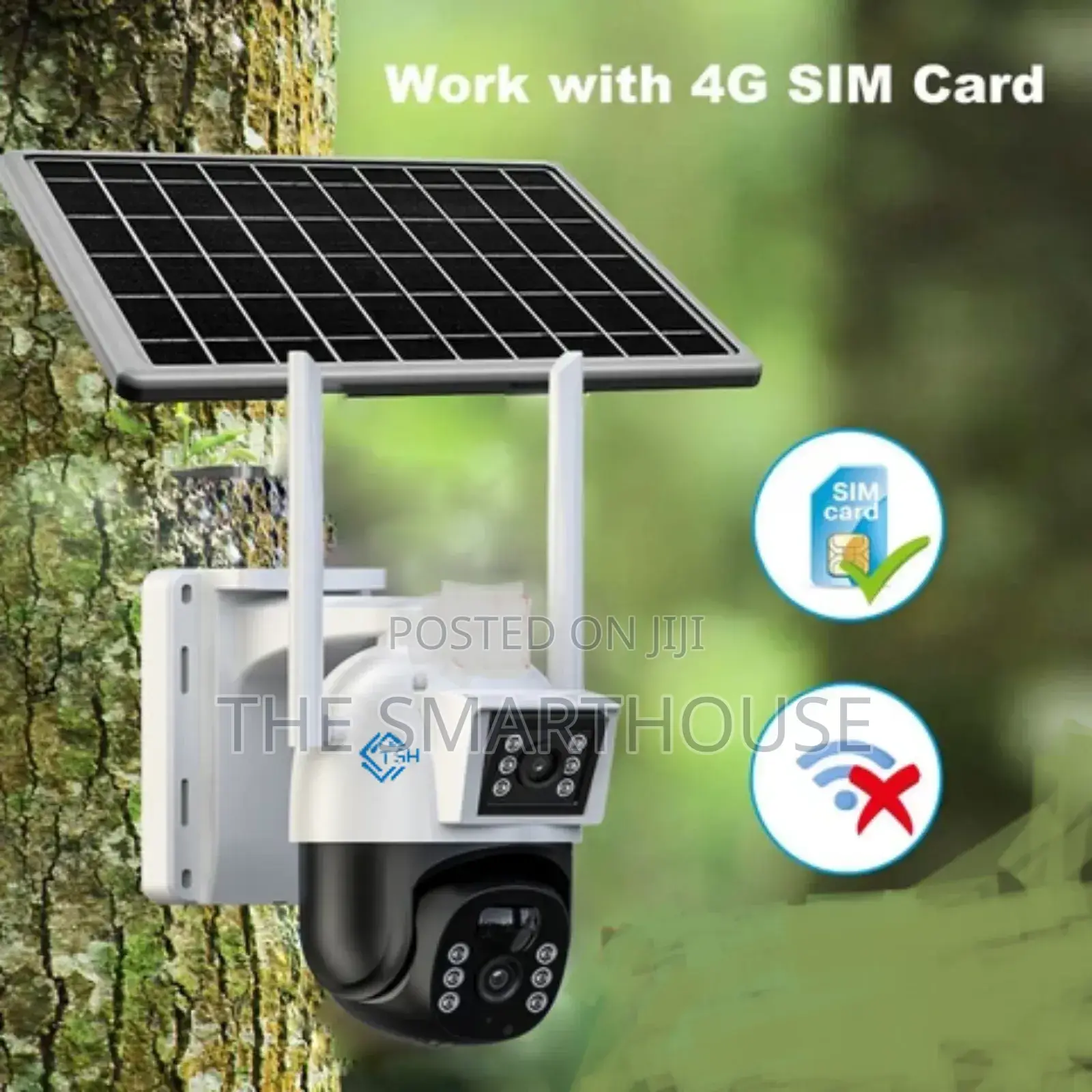 TSH 4g Solar Dual Lens CCTV (Support All Network in Ghana)