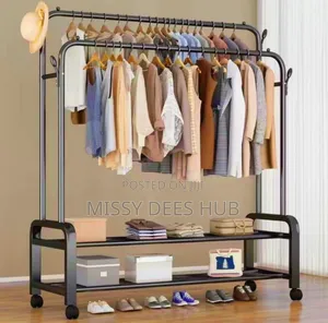 Double Pole Hanger With Double Shelves