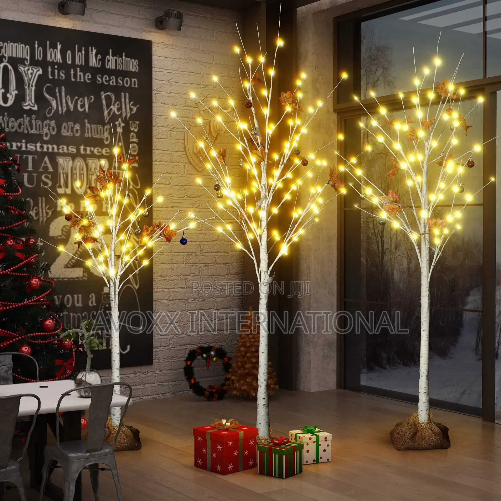 Lamerge 3-Piece LED Tree 4ft 5ft 6ft,Warm White Light