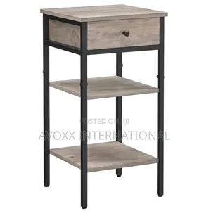 VASAGLE Tall Nightstand, Bedside Table W/ Drawer and Shelfs