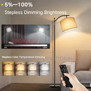 OUTON Arc Floor Lamp W/Remote Cont, LED Dimmable Modern Lamp