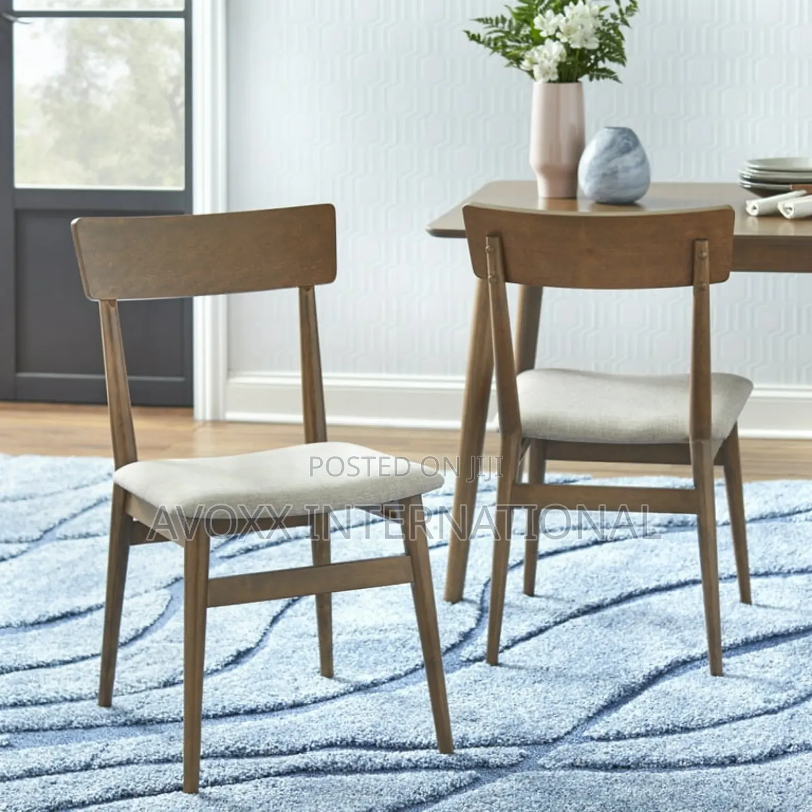 TMS Newington Indoor Dining Chair, Set of 2 ,Walnut/Mocha