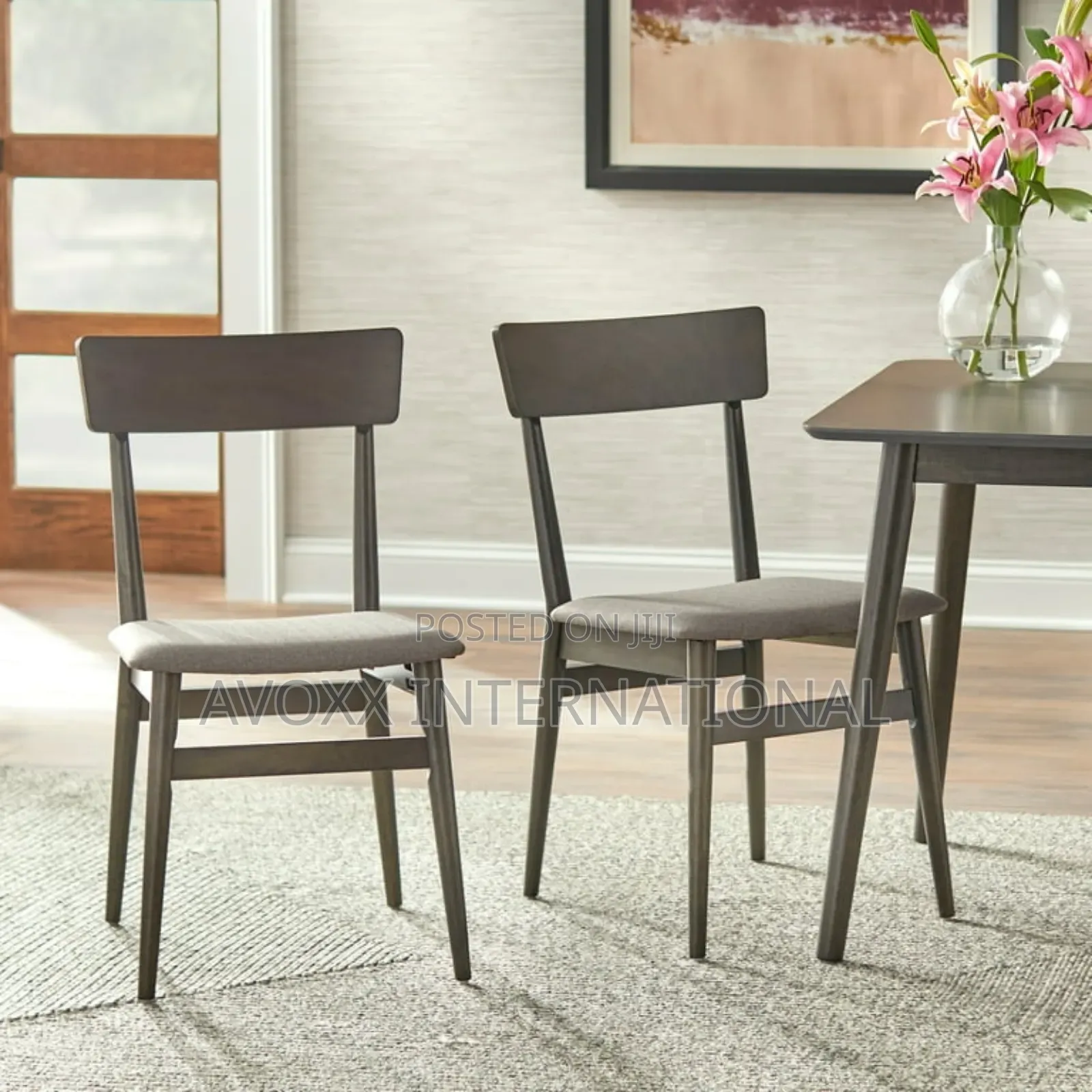 TMS Newington Indoor Dining Chair, Set of 2 ,Walnut/Mocha