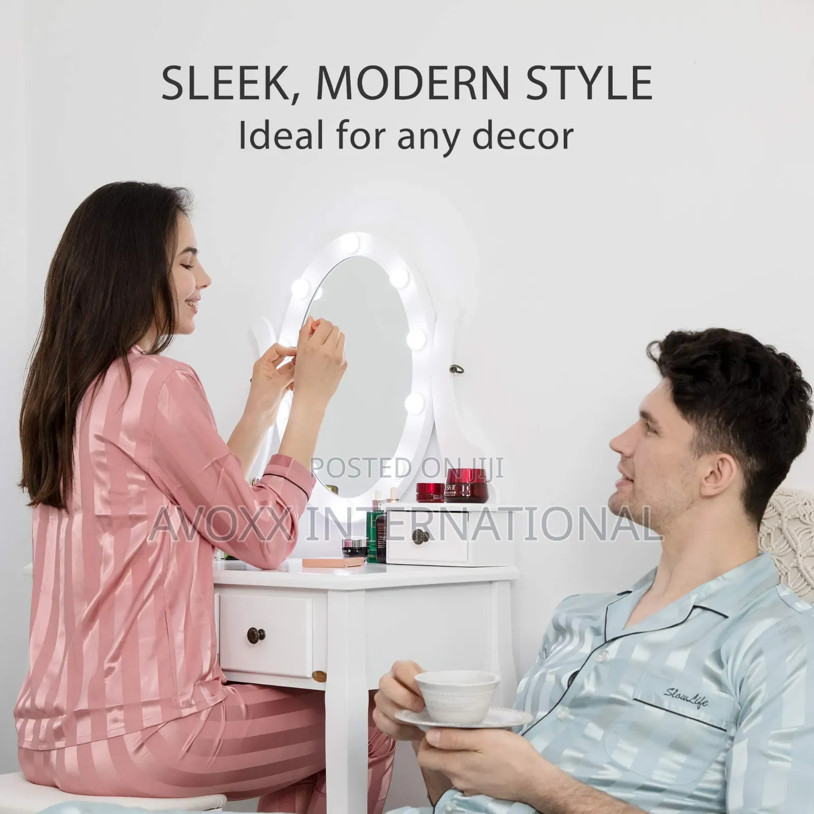 VIVOHOME Makeup Vanity Set W/Led Bulbs,Dressing Table,Stool