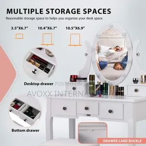 VIVOHOME Makeup Vanity Set W/Led Bulbs,Dressing Table,Stool